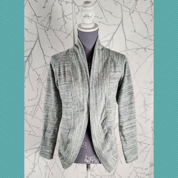 J76 White Gray Spacedye Bamboo Cotton Open Circle Cardigan - Picture 1 of 4